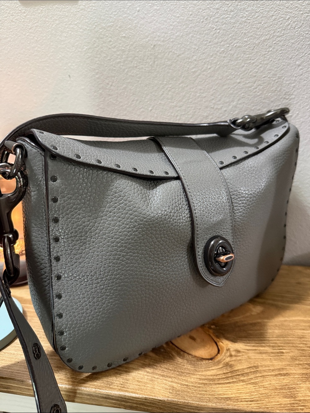 Coach 1941 Page 27 With Border Rivets in Heather Grey Pebble Leather - 31929